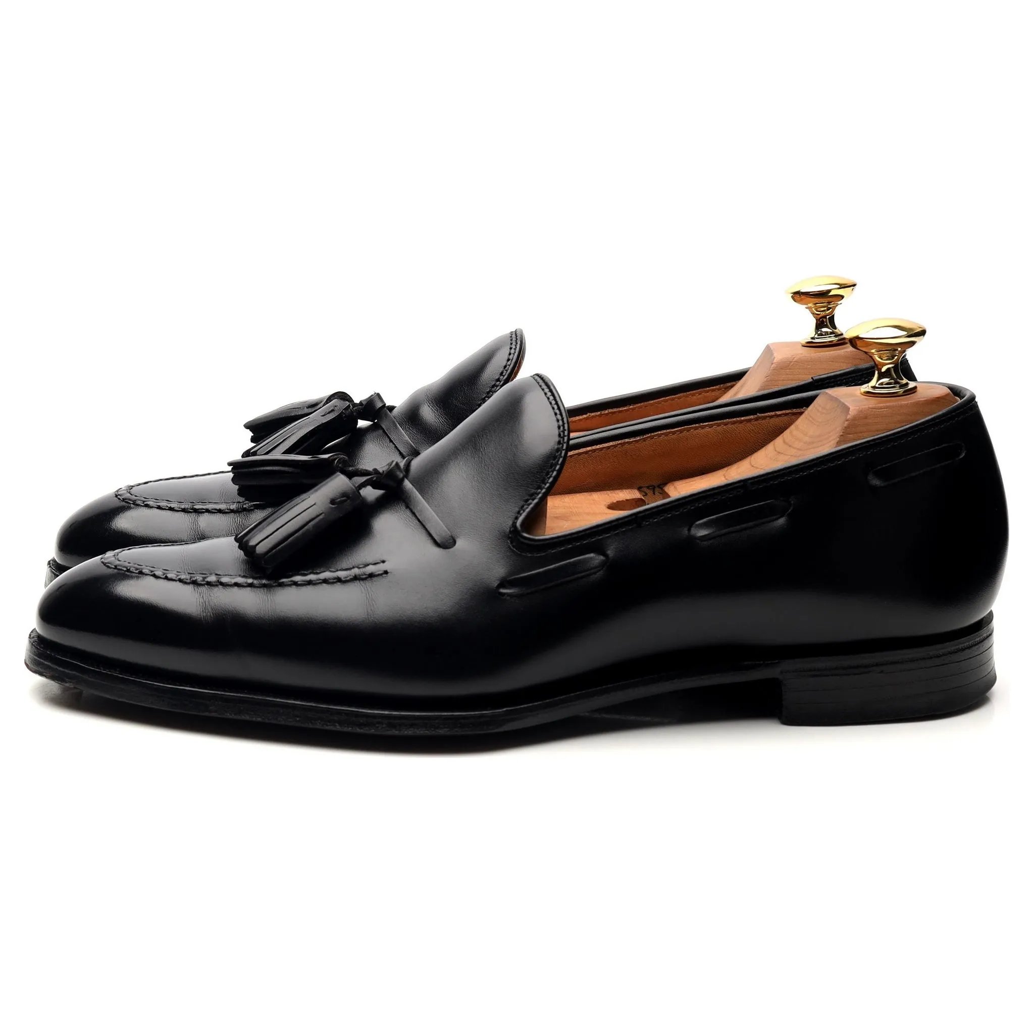 'Vincent' Black Leather Tassel Loafers UK 6 E