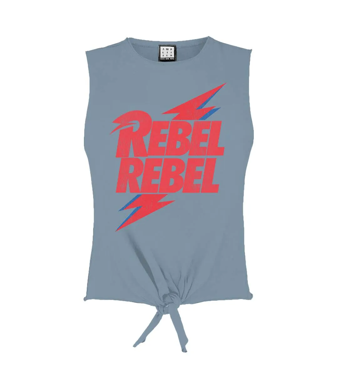 Womens/ladies rebel rebel david bowie sleeveless crop top strange blue Amplified