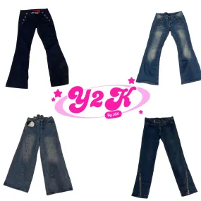 Y2K Unique Skater Girl Flared Jeans