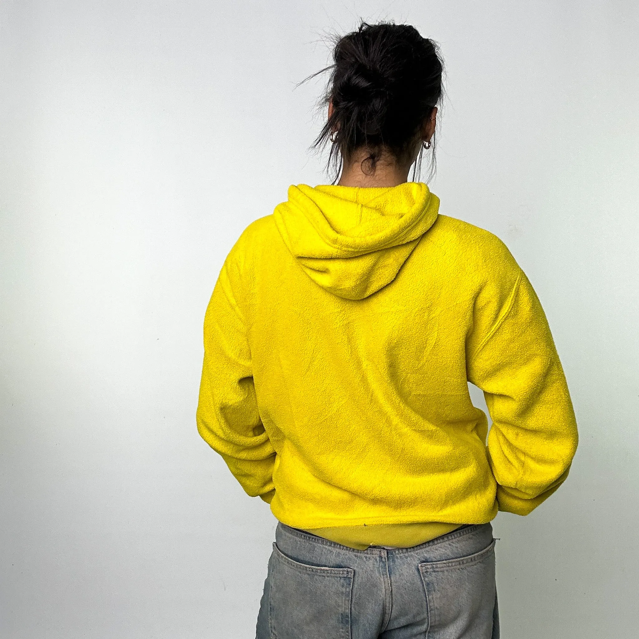 Yellow 90s GAP Fleece Spellout Hoodie Sweatshirt (M)