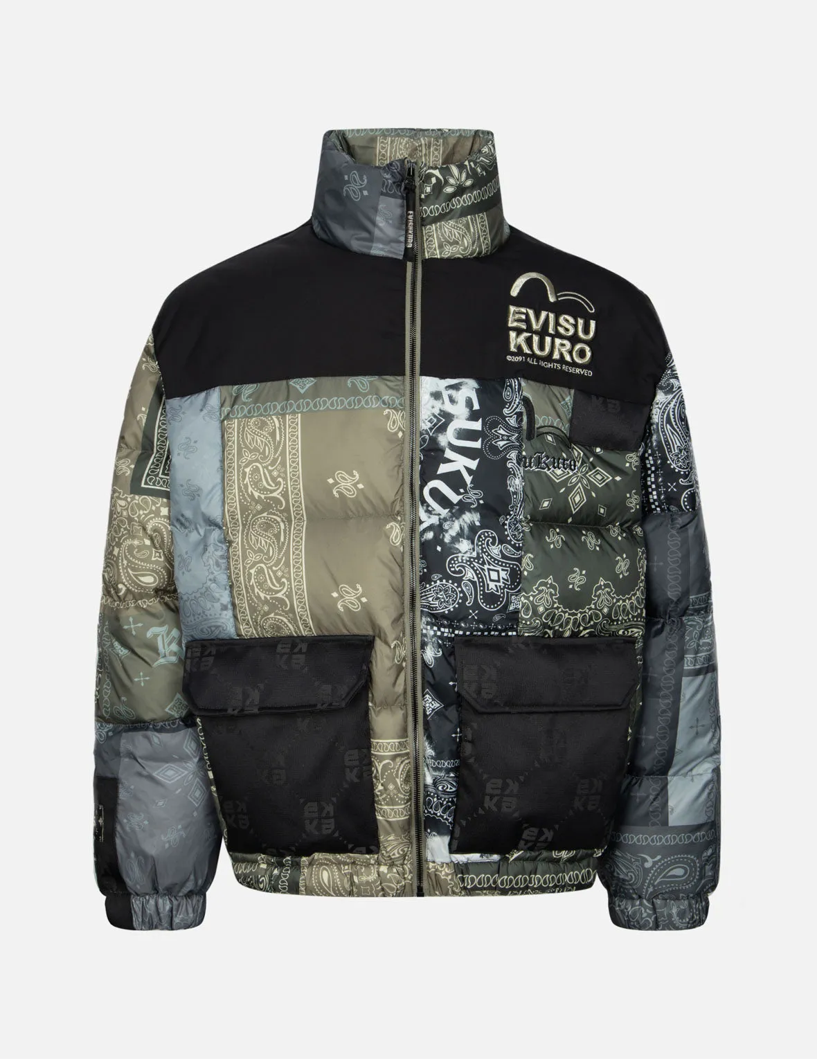 Ｍulti Pattern with 3D Logo Embroidery Relax Fit Down Jacket